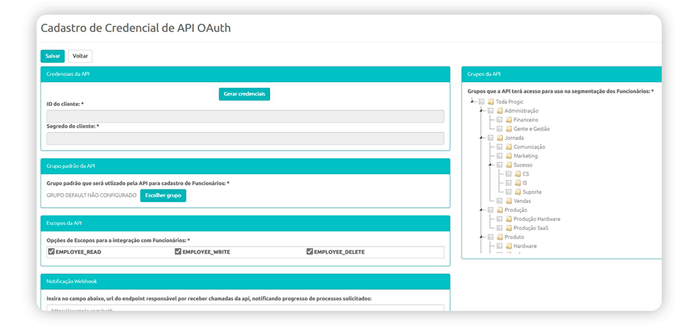 API de integração com sistema de gestão de pessoas